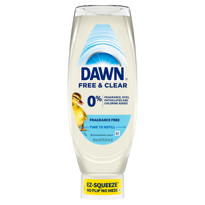 Dawn Free & Clear EZ-Squeeze Dish Soap Liquid Dishwashing Liquid Grease Removal Unscented - 24.3oz
