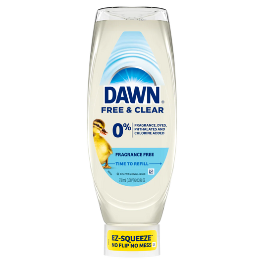 Dawn Free & Clear EZ-Squeeze Dish Soap Liquid Dishwashing Liquid Grease Removal Unscented - 24.3oz