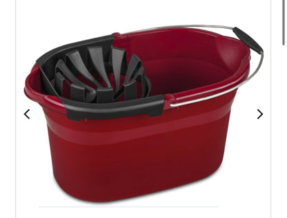 PAIL-17.5qt OBLONG-w- WRINGER RED