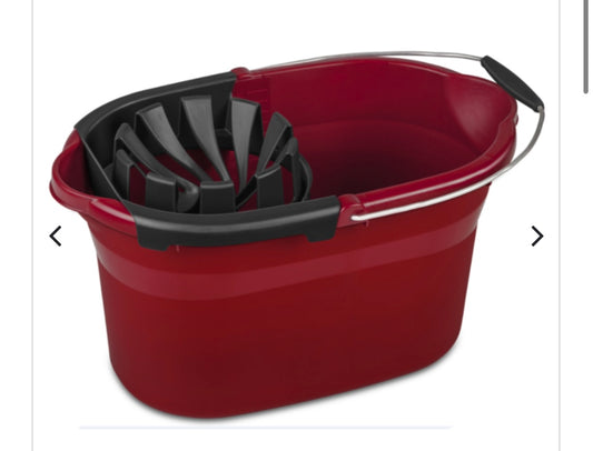 PAIL-17.5qt OBLONG-w- WRINGER RED