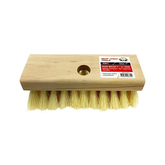Roof Brush 7" - White Tampico - For Tapered Handle - 2" Trim 5 Feet Wood Stick