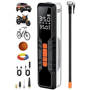 Tire Inflator Portable Air Compressor 10000mAh, 4X Fast Air Pump for Car Tires, 150PSI Electric Tire Pump with Digital Pressure Gauge/LED Light/Power Bank, Bike Pump/Motorcycle/Ball/Car Accessories