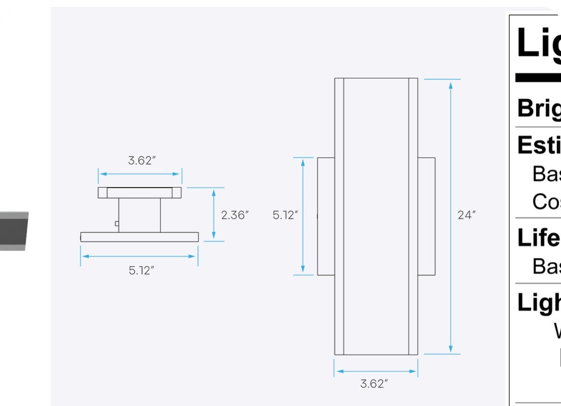 Luxrite LR40420 24" INDIRECT OUTDOOR WALL SCONCE - CCT SELECTABLE