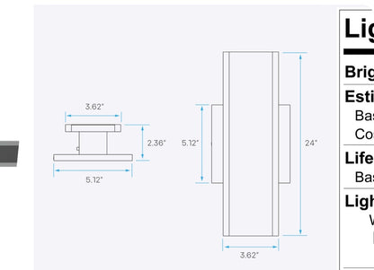 Luxrite LR40420 24" INDIRECT OUTDOOR WALL SCONCE - CCT SELECTABLE