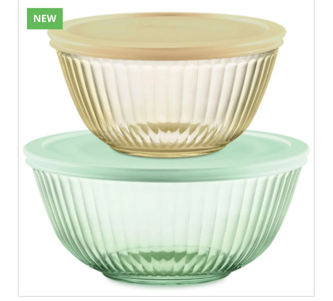 PYREX-4 PC.COVERD MIXING BOWLS 1.3 QT and 2.3 QT