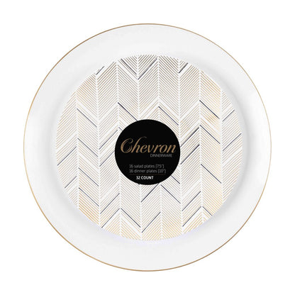 Chevron Organic Gold/Black Combo 7.5″ & 10″ Plates (32 Count)