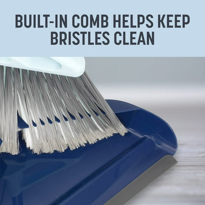 Casabella XL Power Core Broom 15" Brush Width + Dustpan w/ Integrated Scraper Rubber Lip 53" Length