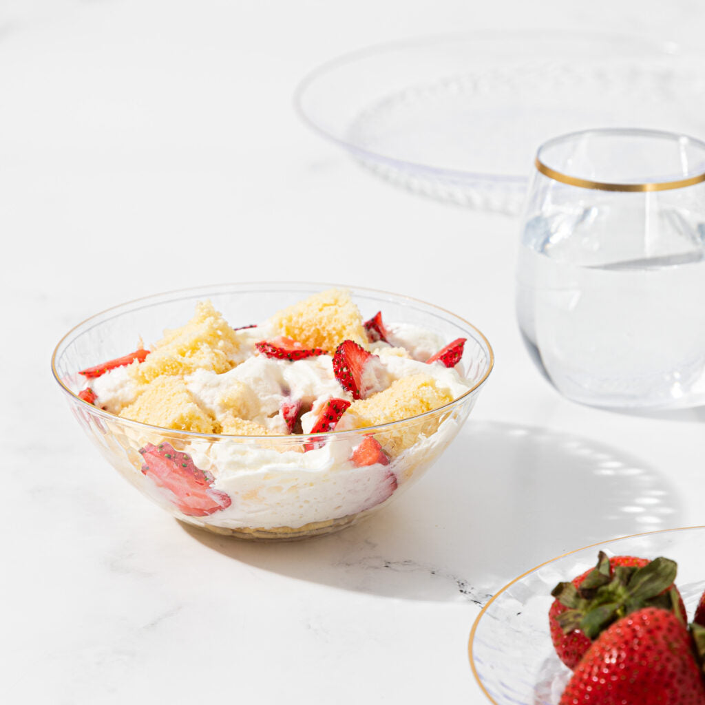 Hammered Bowls 12oz Clear/ Gold Rim (10 Count)