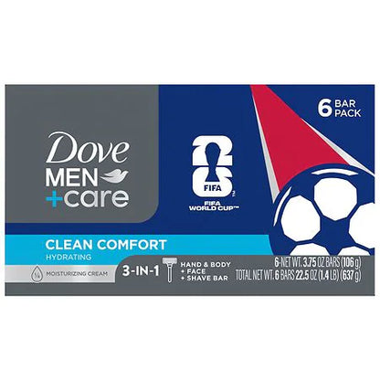 Dove Men+Care Limited Edition FIFA Body Soap and Face Bar Clean Comfort, 3.75 oz, 6 pack