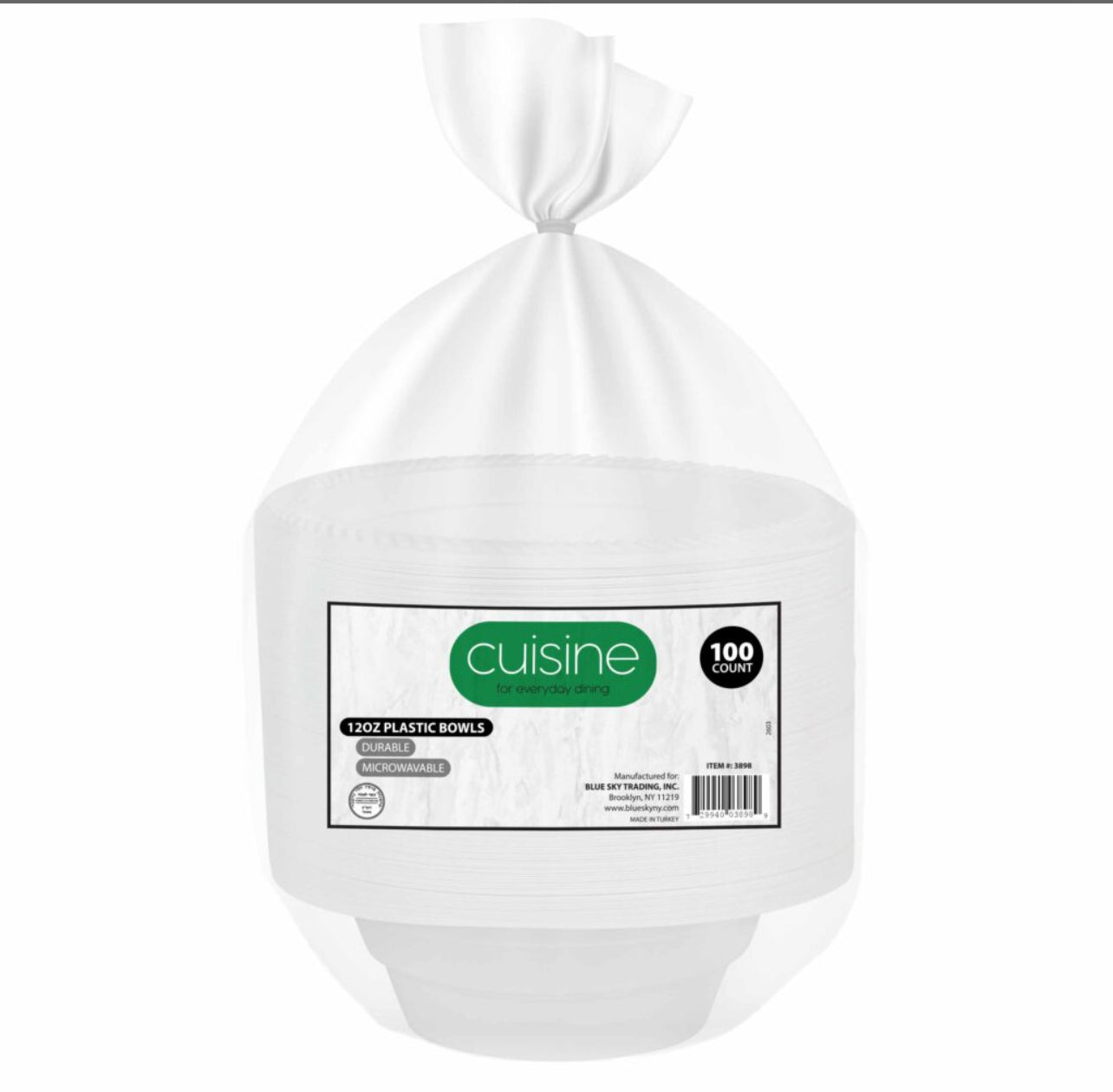 Cuisine Plastic 12oz Bowls White