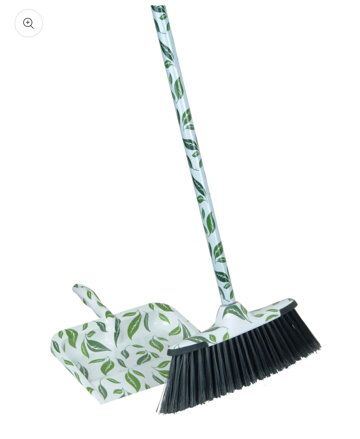 Superio Green/White Leaf Design Broom With Metal Handle.
