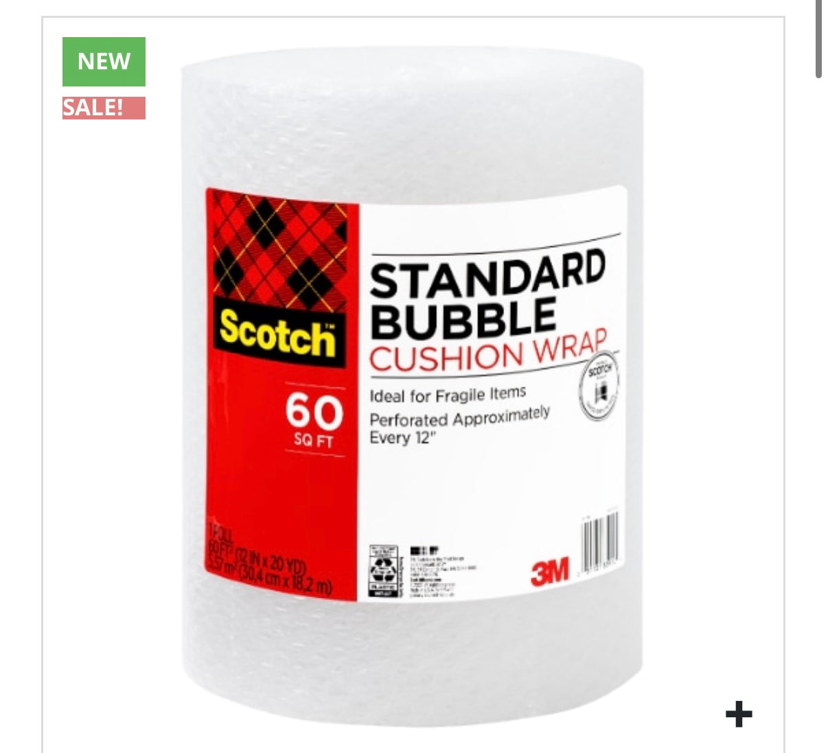 BUBBLE WRAP – 12″ x 60′ (60 sq ft)