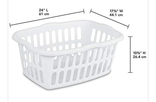 LAUNDRY BASKET-RECT-1.5 bushel WHITE ONLY