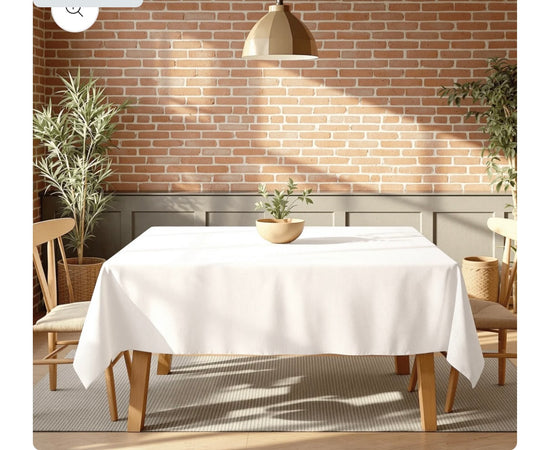 Tablecloth - Poly Floral - Woven White 66X144
