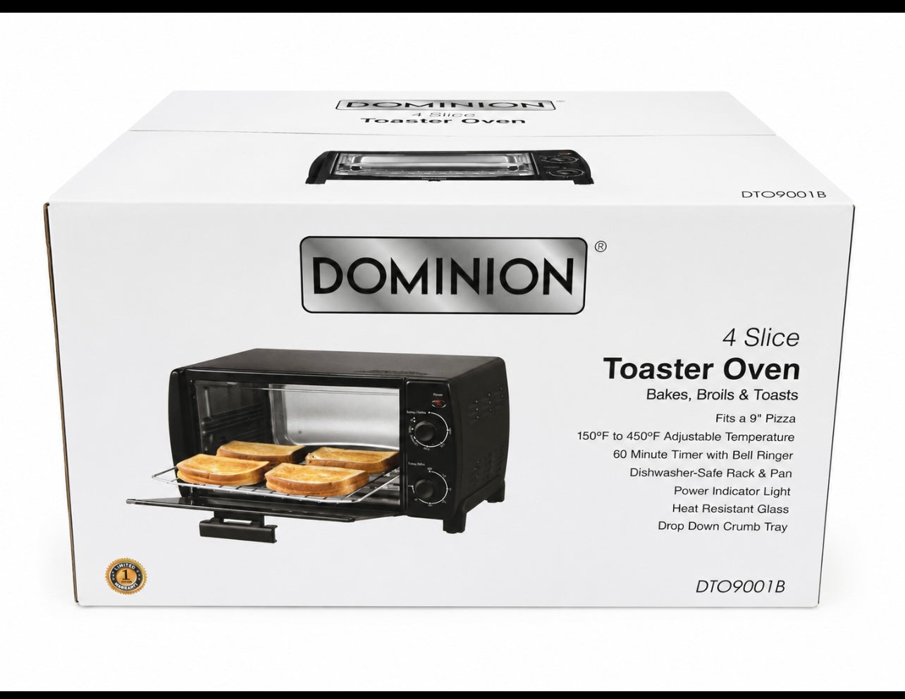 DOMINION Toaster Oven 4 Slice Black