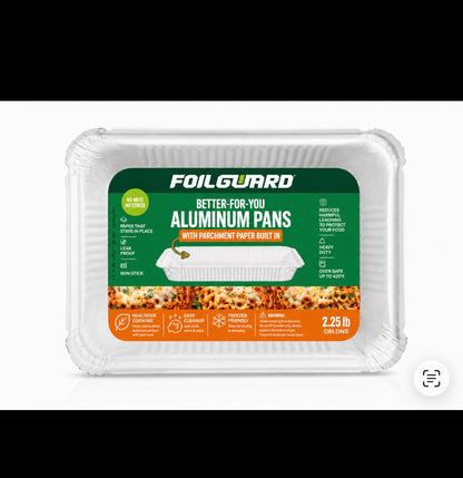 FoilGuard® 2.25 Oblong Disposable Aluminum Pan with Parchment Paper Built In