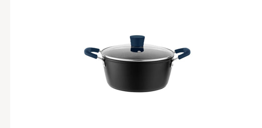 Millvado - Rainbow, Non Stick Pot with Glass Lid, Soft Grip Handle, Blue, 7 qt
