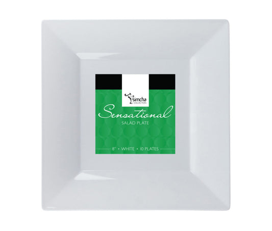 8" Square Plastic White 10ct