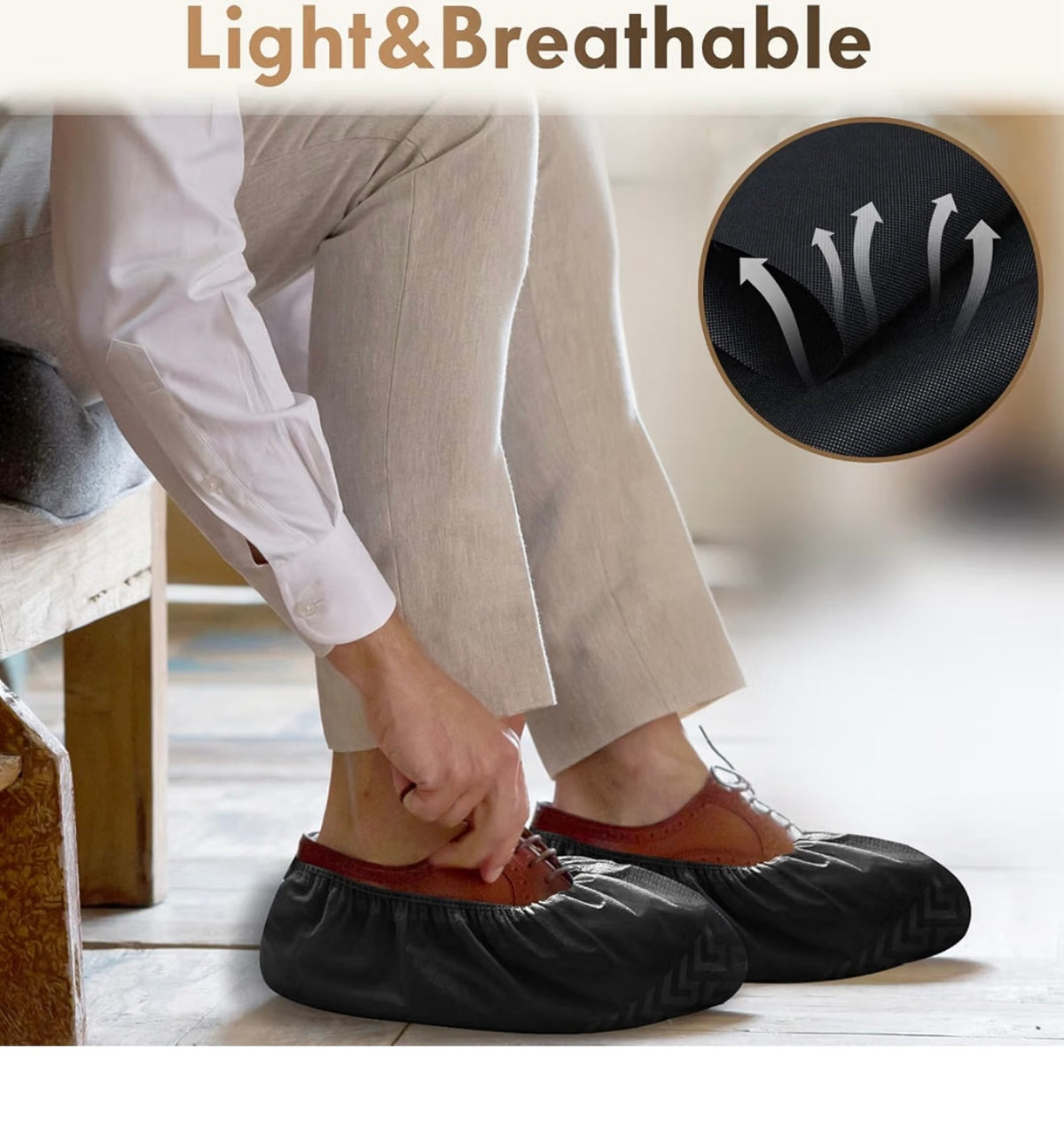 Shoe Covers Disposable Non-Slip - Black Shoe Covers for Indoors,