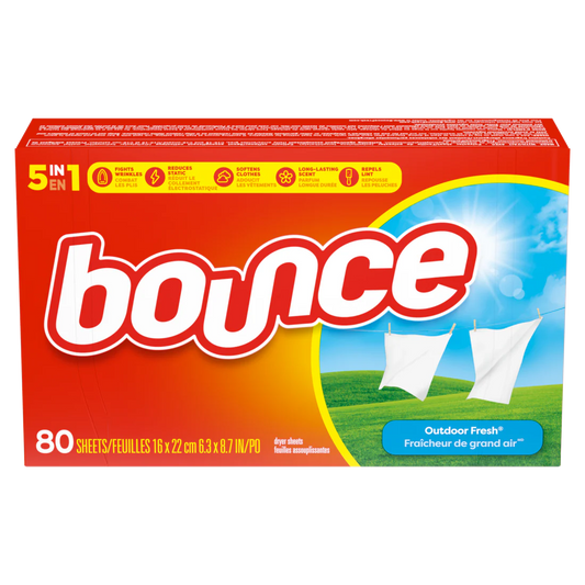 Bounce Dryer Sheets 5 in 1 Outdoor Fresh Scent - 80ct