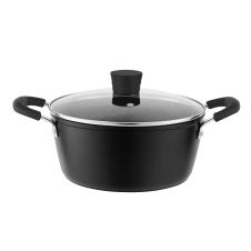 Millvado - Rainbow, Non Stick Pot with Glass Lid, Soft Grip Handle, Black, 4.5 qt