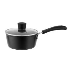 Millvado - Rainbow, Non Stick Pot with Glass Lid, Soft Grip Handle, Black, 2.75 qt