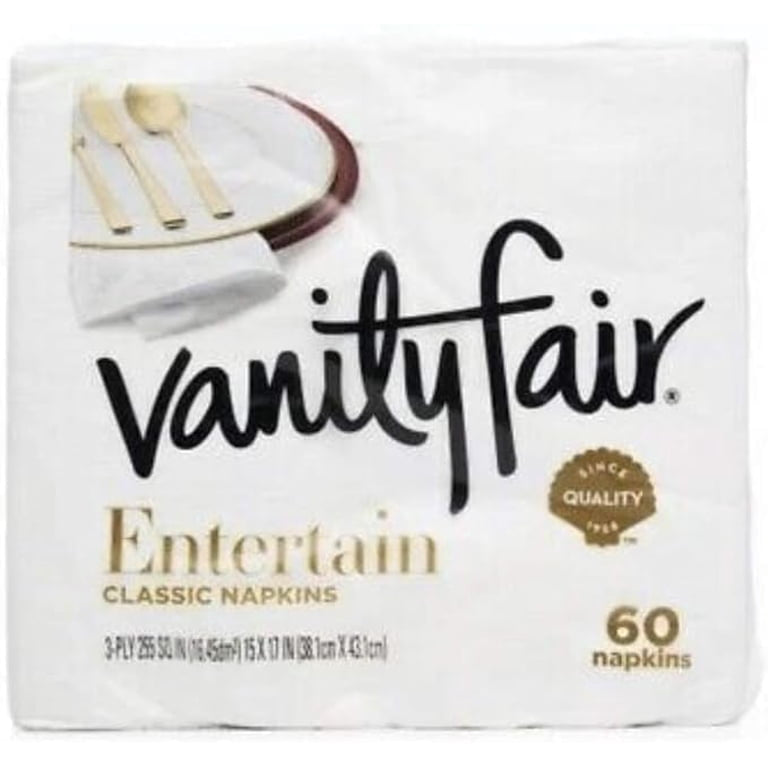 Vanity Fair Napkins Entertain Classic 3-ply, 60 Count,