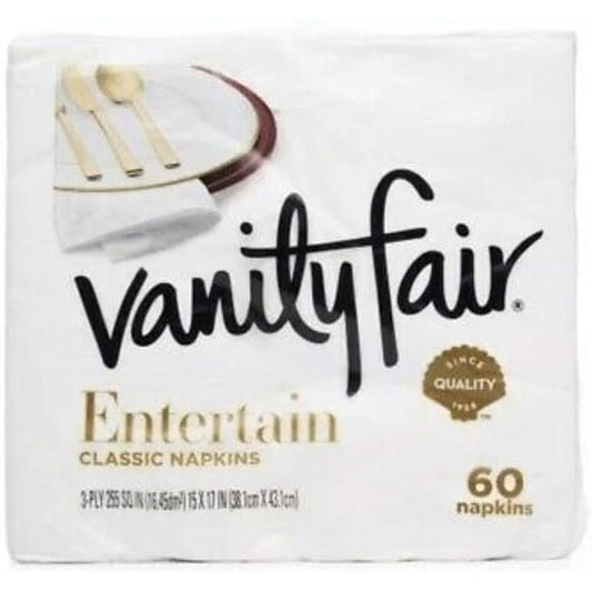 Vanity Fair Napkins Entertain Classic 3-ply, 60 Count,