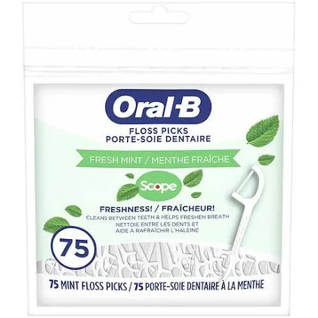 Oral-B Burst of Scope Dental Floss Picks Fresh Mint, 75.0 ea