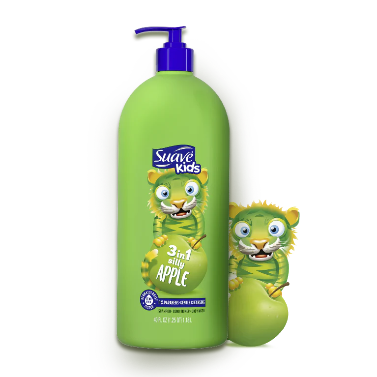 Suave Kids Apple 3-in-1 Shampoo, Conditioner, Body Wash