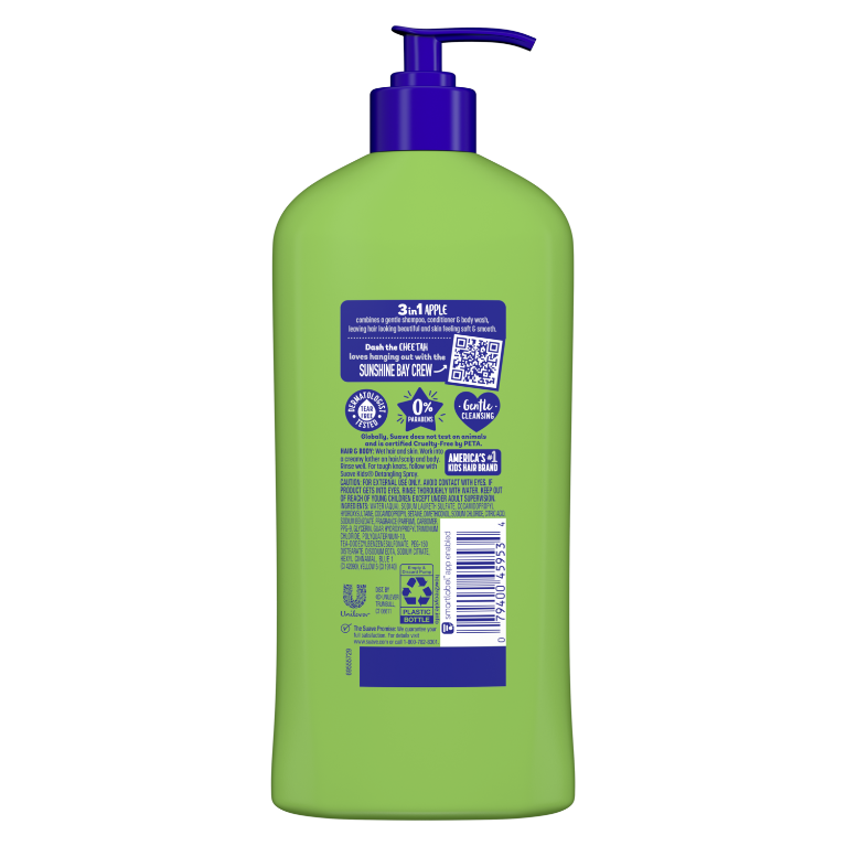 Suave Kids Apple 3-in-1 Shampoo, Conditioner, Body Wash