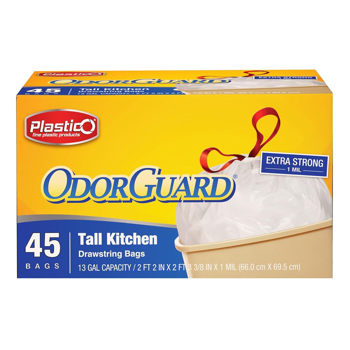 Plastico OdorGuard Tall Kitchen 13 Gal. Bags - White - 45 count