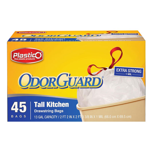 Plastico OdorGuard Tall Kitchen 13 Gal. Bags - White - 45 count