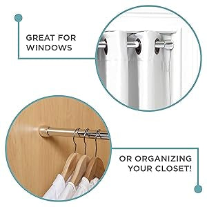 Zenna Home NeverRust Adjustable Tension Shower Curtain Rod, Rustproof and Stall-Sized, 30 to 43 Inches, Chrome