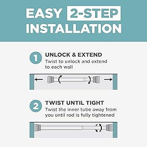 Zenna Home NeverRust Adjustable Tension Shower Curtain Rod, Rustproof and Stall-Sized, 30 to 43 Inches, Chrome