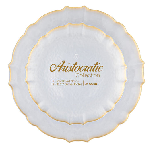 Aristocratic 7″ & 10″ Combo Clear/Gold Rim (24 Count)