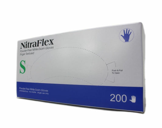 NitraFlex Powder Free Nitrile Exam Gloves Size Small Finger Textured - 200CT