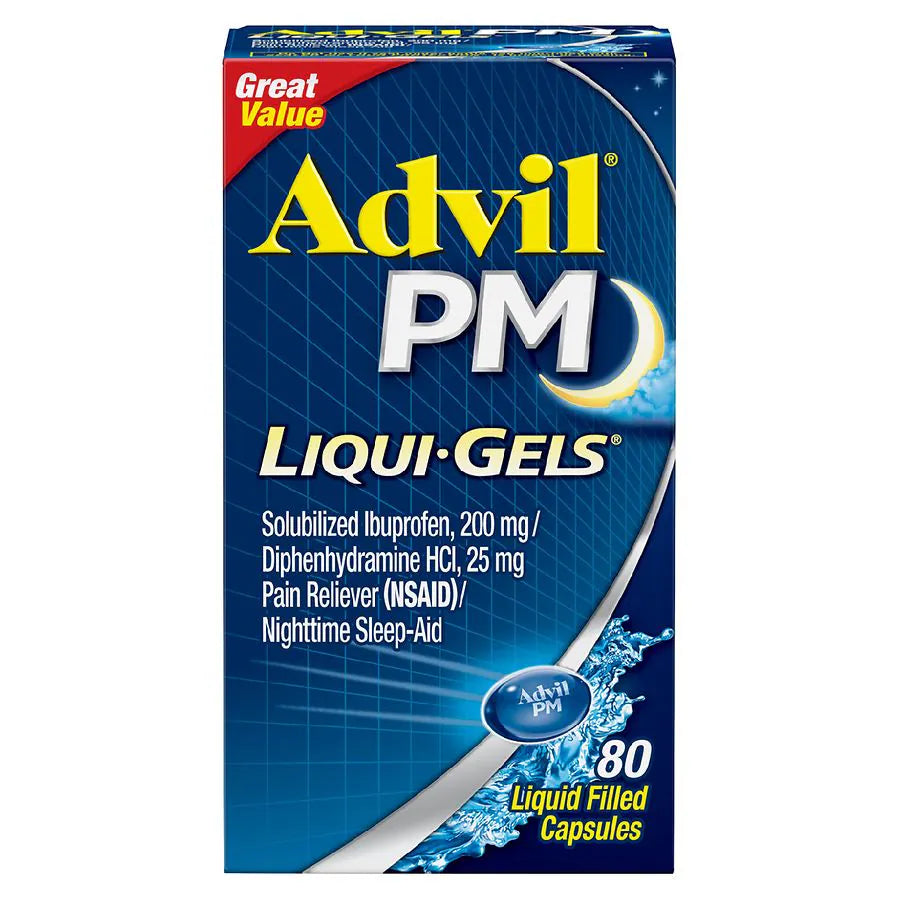 Advil PM Liqui-Gels Pain Reliever & Nighttime Sleep Aid Ibuprofen, 80 Ea