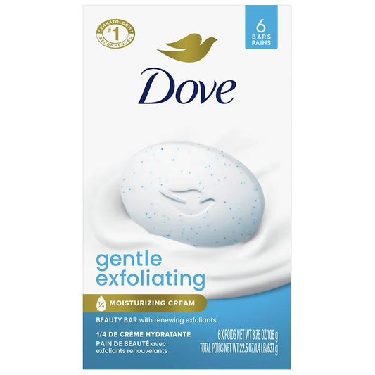 Dove Beauty Bar Gentle Exfoliating With Mild Cleanser Gentle Exfoliating (Actual Item May Vary), 3.75 oz, 6 pack
