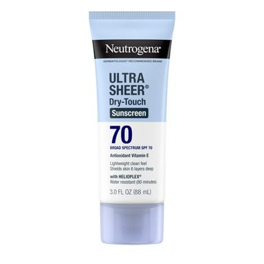 Neutrogena Ultra Sheer Dry Touch Sunscreen Lotion, SPF 70 - 3 fl oz: Noncomedogenic, PABA-Free, Face & Body Use
