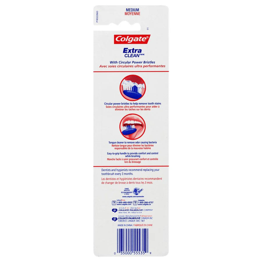 Colgate Extra Clean Full Head Manual Toothbrush Medium - 3ct