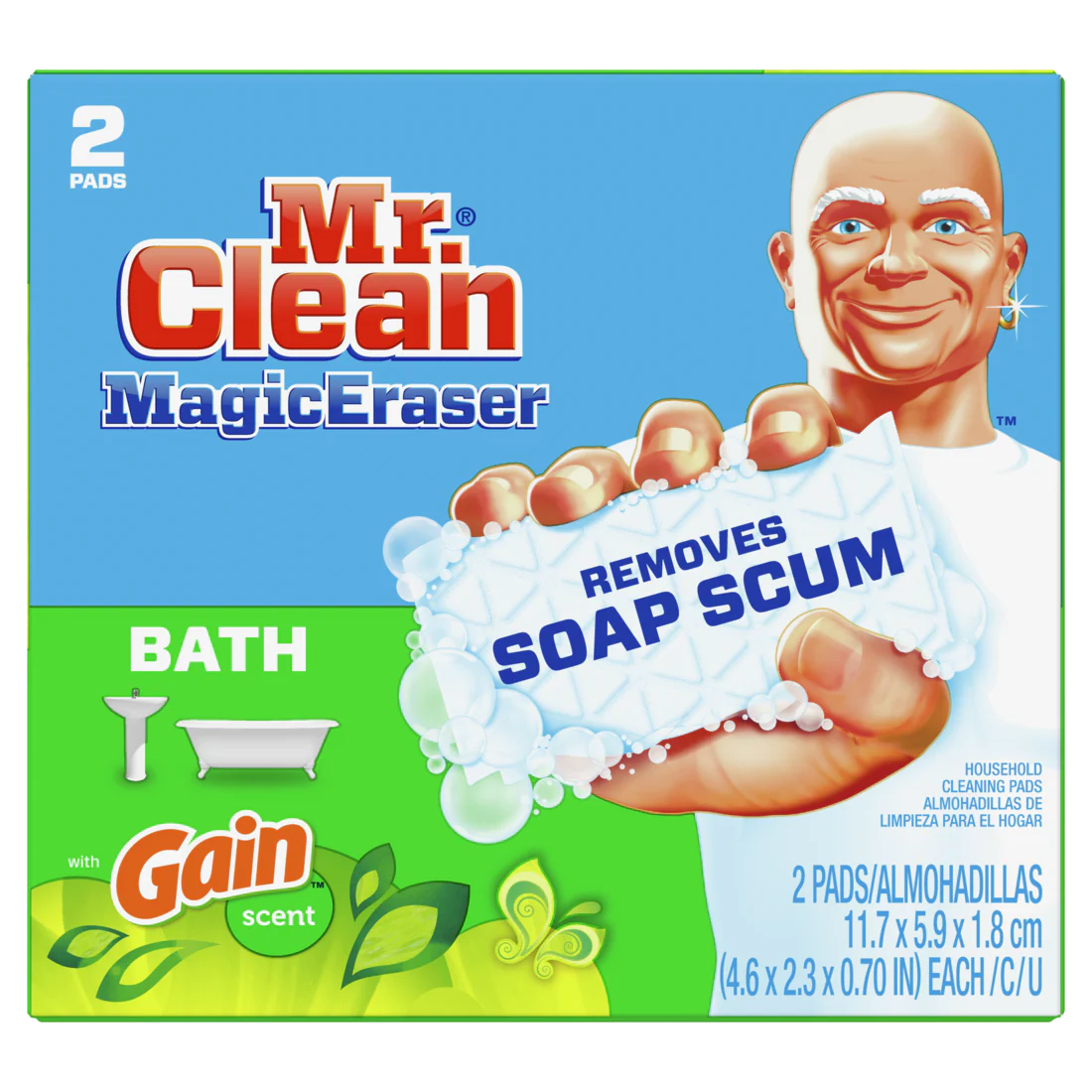 Mr. Clean Magic Eraser Bath with Gain Original scent Cleaning Pads with Durafoam - 2ct