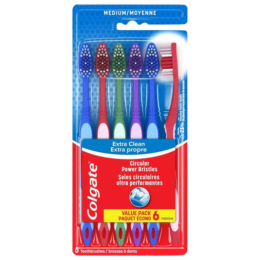 Colgate Extra Clean Full Head Manual Toothbrush Medium - 6ct