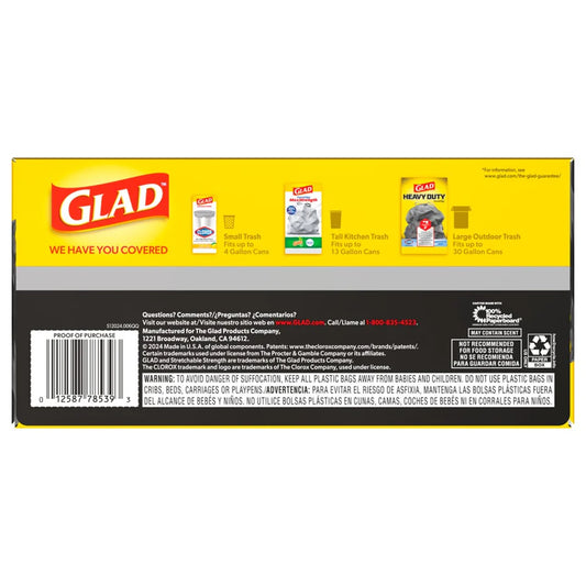 Glad Forceflex Trash Drawstring Black 30 Gallon - 50ct