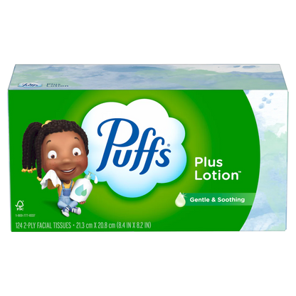 Puffs Plus Lotion Facial Tissue 1 Family Box 124 Tissues Per Box