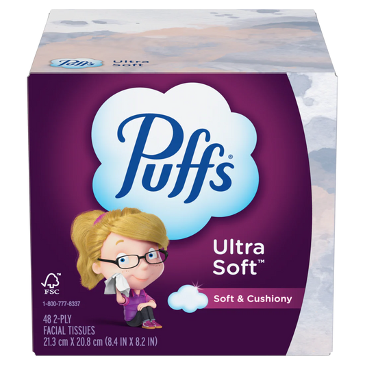 Puffs Ultra Soft Facial Tissues 1 Cube 48 Facial Tissues Per Box - 48ct