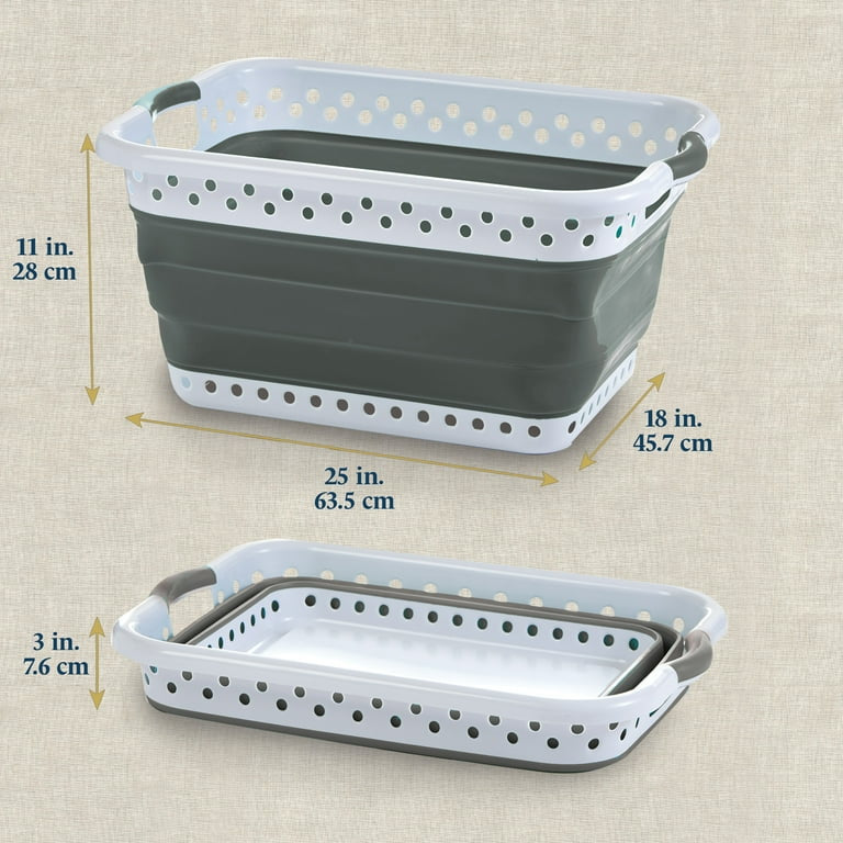 Collapsible Laundry Basket Portable Pop Up Plastic Laundry Hamper with Dual Grip, 24x16.7 40L