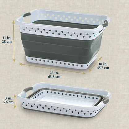 Collapsible Laundry Basket Portable Pop Up Plastic Laundry Hamper with Dual Grip, 24x16.7 40L