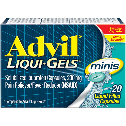Advil Liqui Gels Minis, Pain Reliever And Fever Reducer Capsules 20 count