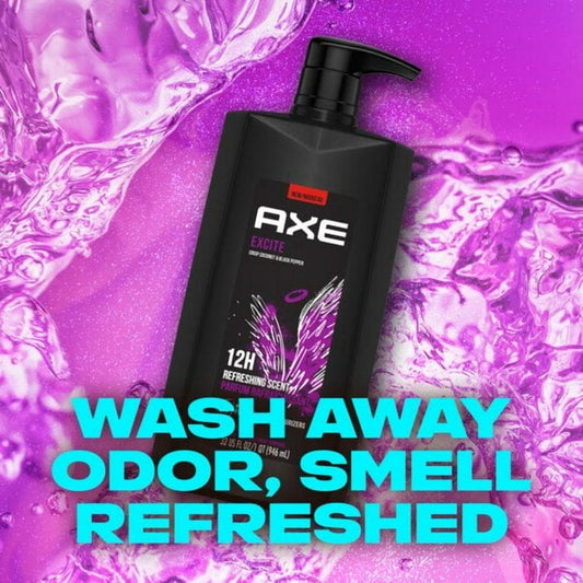 Axe 3in1 Body + Face + Hair Wash Excite Crisp Coconut Black Pepper Scent 1L